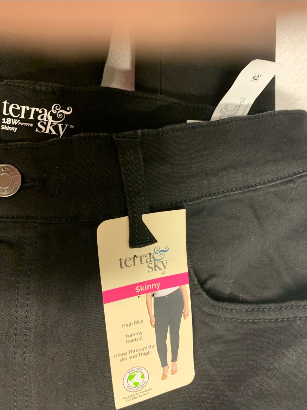 Terra & Sky Black Skinny Jeans Womens Size 18W petite Stomach Control High Rise - Picture 7 of 7